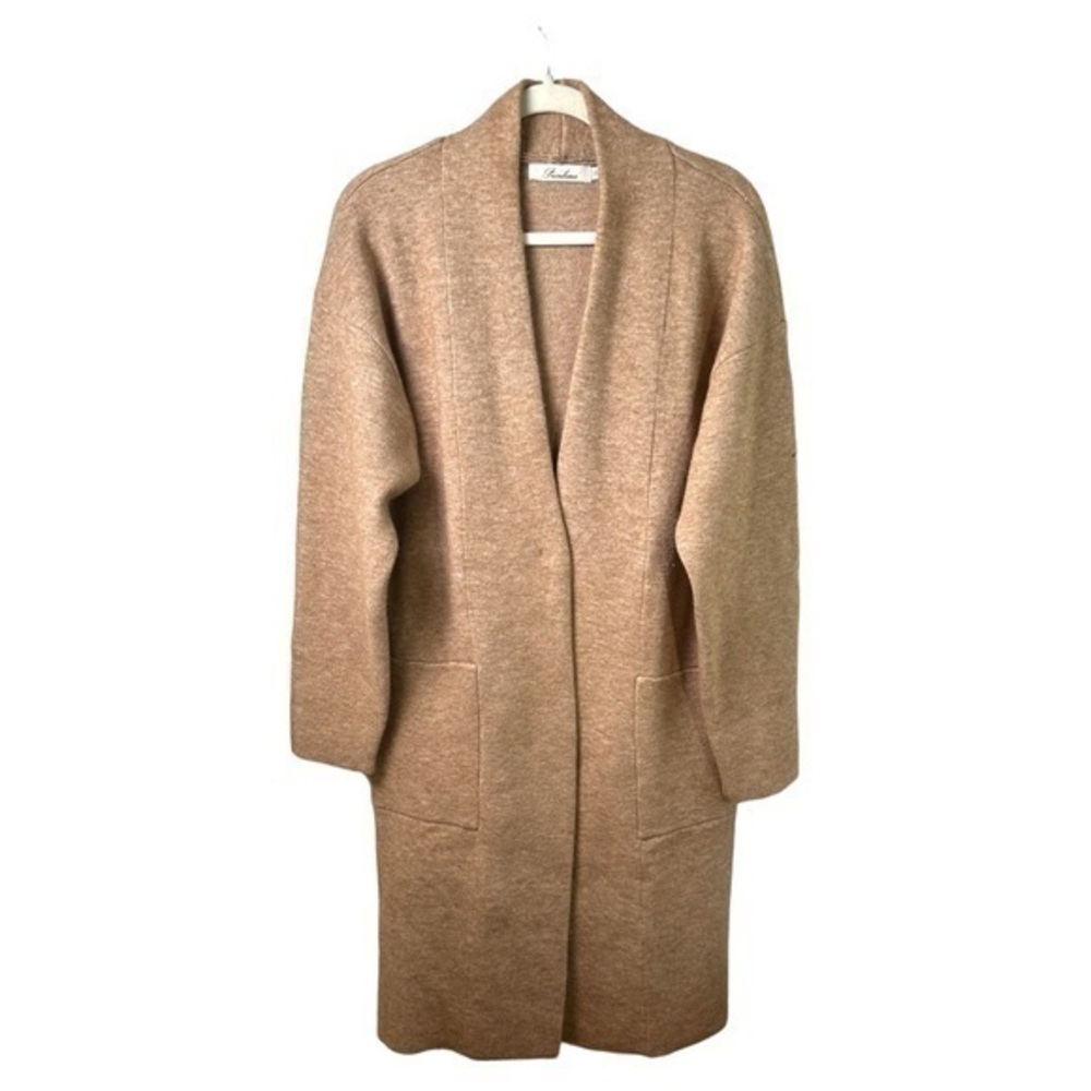 Prinbara Sweater Womens Medium Cardigan Open Draped Snap Closure Pockets Heavy